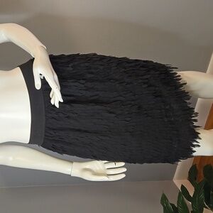Vintage Worthington Black Elastic Waist Lined Skirt Laser-Cut Feathers - Size MP